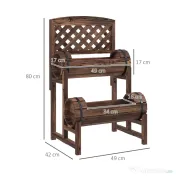 Outsunny Strat de Gradină Înălțat cu Grilaj pe 2 Nivele, Jardinieră din Lemn cu Picioare și Orificii de Scurgere | Aosom Romania 