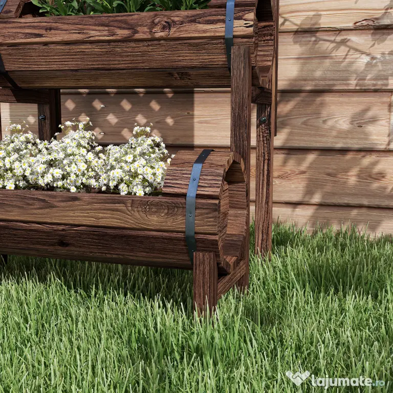 Outsunny Strat de Gradină Înălțat cu Grilaj pe 2 Nivele, Jardinieră din Lemn cu Picioare și Orificii de Scurgere | Aosom Romania