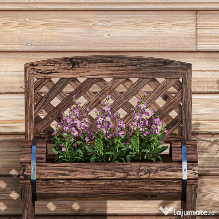 Outsunny Strat de Gradină Înălțat cu Grilaj pe 2 Nivele, Jardinieră din Lemn cu Picioare și Orificii de Scurgere | Aosom Romania