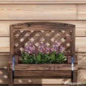 Outsunny Strat de Gradină Înălțat cu Grilaj pe 2 Nivele, Jardinieră din Lemn cu Picioare și Orificii de Scurgere | Aosom Romania 