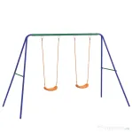Outsunny Leagăn pentru Copii 3-8 Ani cu 2 Scaune și 4 Țăruși, din Metal și PP, 269x160x180 cm