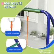 Outsunny Set de leagan pentru copii, Cadru metalic de leagan pentru exterior cu scaune duble de leagan, tarusi de sol 