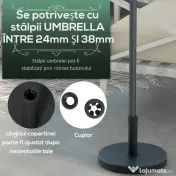 Outsunny Bază pentru Umbrelă de Grădină din HDPE și Ciment cu Manivelă Integrată, Ø46,5x31 cm, Negru | Aosom Romania