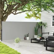 Outsunny Paravan Lateral Retractabil cu Mâner, UV30+, 400x160 cm, Gri Deschis | Aosom Romania
