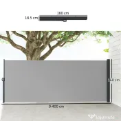 Outsunny Paravan Lateral Retractabil cu Mâner, UV30+, 400x160 cm, Gri Deschis | Aosom Romania