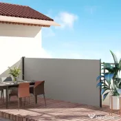 Outsunny Paravan Lateral Retractabil cu Mâner, UV30+, 400x160 cm, Gri Deschis | Aosom Romania