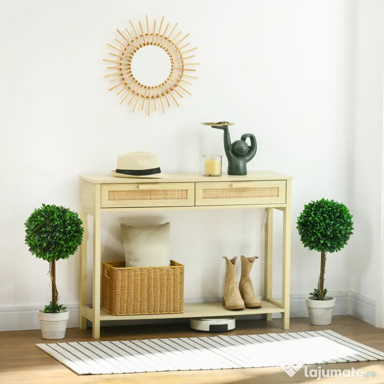 HOMCOM Set 2 Plante Decorative Sferice 60cm, Frunze Lemn de Santal, Verzi, pentru Decor Interior/Exterior | Aosom Romania