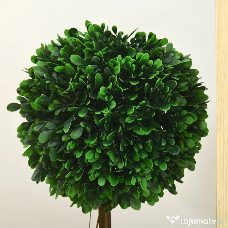 HOMCOM Set 2 Plante Decorative Sferice 60cm, Frunze Lemn de Santal, Verzi, pentru Decor Interior/Exterior | Aosom Romania