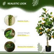 HOMCOM Set 2 Plante Artificiale de Lămâie și Portocal de 120cm pentru Interior cu Ghiveci