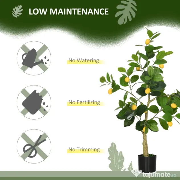HOMCOM Set 2 Plante Artificiale de Lămâie și Portocal de 120cm pentru Interior cu Ghiveci