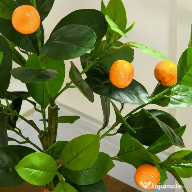 HOMCOM Set 2 Plante Artificiale de Lămâie și Portocal de 120cm pentru Interior cu Ghiveci