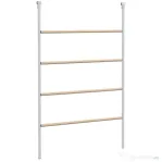PawHut Suport pentru Găini pe 4 Niveluri, Posatoiu din Lemn și Oțel Galvanizat, Scară pentru Coteț, 4-6 Găini, 140x86x2,5 cm, Lemn Natural