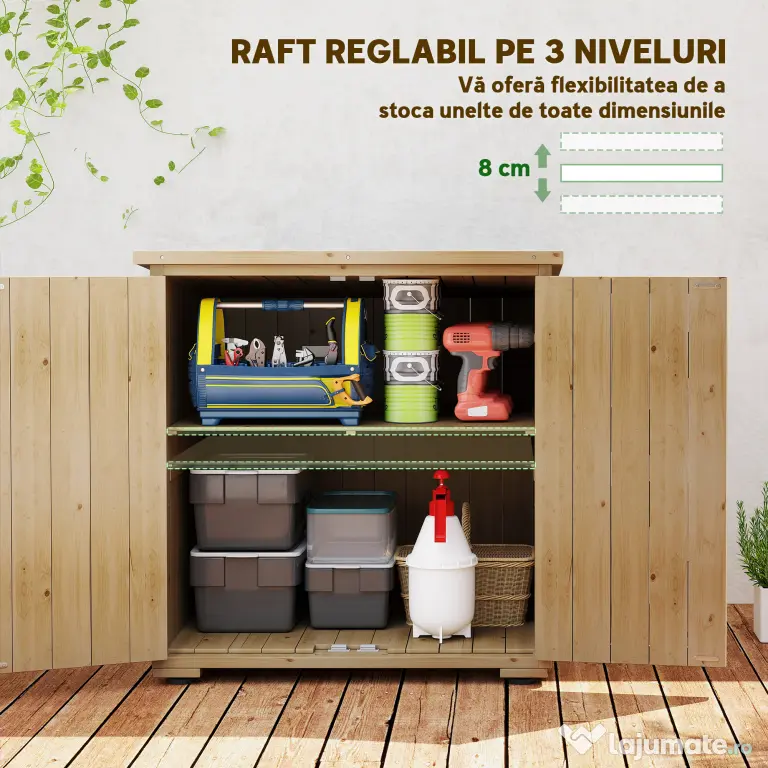 Outsunny Dulap de Depozitare din Lemn pentru Gradina | Aosom Romania