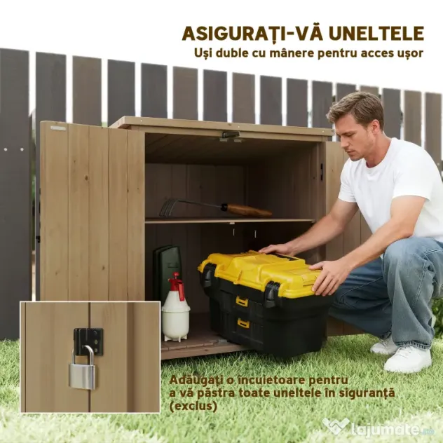 Outsunny Dulap de Depozitare din Lemn pentru Gradina | Aosom Romania
