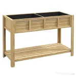 Outsunny Jardinieră Înălțată din Lemn cu Raft Inferior, Separator, Găuri de Drenaj, 115x46x75 cm, Culoare Lemn