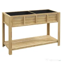 Outsunny Jardinieră Înălțată din Lemn cu Raft Inferior, Separator, Găuri de Drenaj, 115x46x75 cm, Culoare Lemn