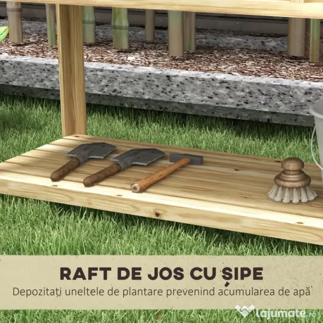 Outsunny Jardinieră pe picioare cu separator detașabil, raft, inserturi pentru irigare, material geotextil de drenaj 115L x 46l x 75Î cm | Aosom Romania