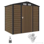 Outsunny Şopron Metalic de Depozitare pentru Grădină, Căsuță de Scule 190x131 cm, cu Uși Glisante și Orificii de Aerisire