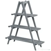 Outsunny Suport pentru Plante Vertical cu 3 Niveluri, din Lemn de Brad, 100x36x112 cm, Gri