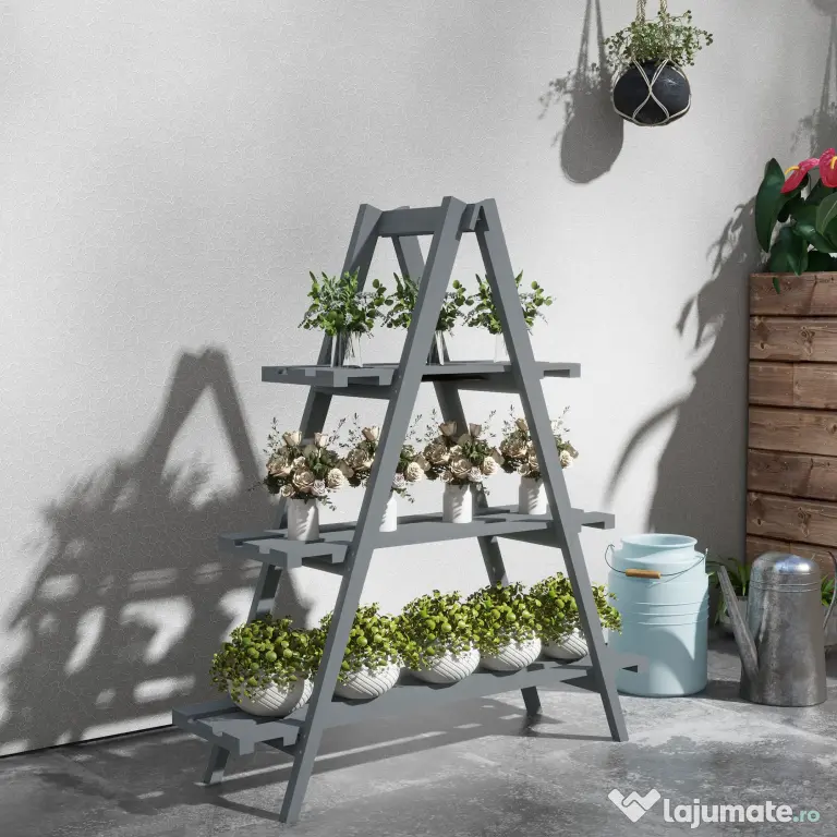 Suport de plante din lemn Outsunny , suport pentru ghivece | Aosom Romania