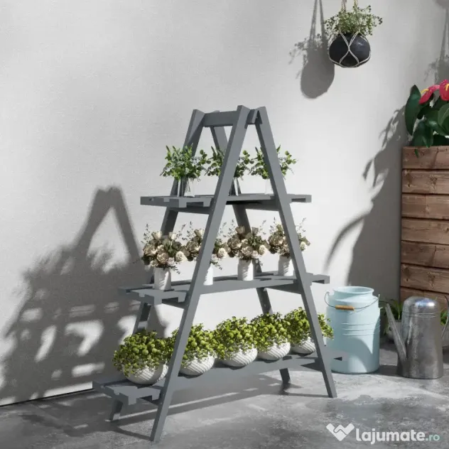 Suport de plante din lemn Outsunny , suport pentru ghivece | Aosom Romania