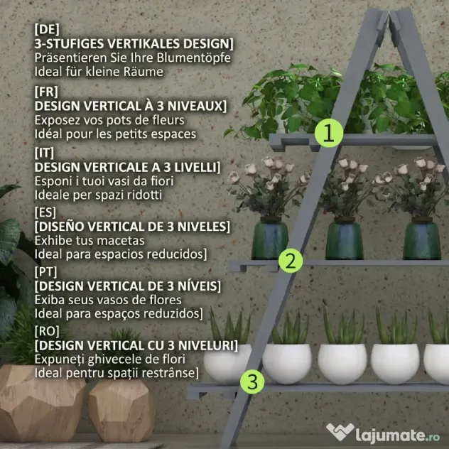Suport de plante din lemn Outsunny , suport pentru ghivece | Aosom Romania