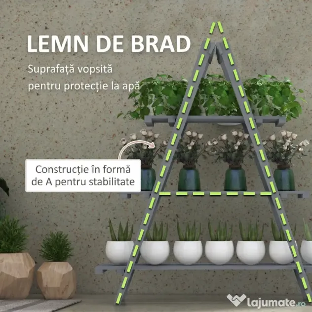 Suport de plante din lemn Outsunny , suport pentru ghivece | Aosom Romania