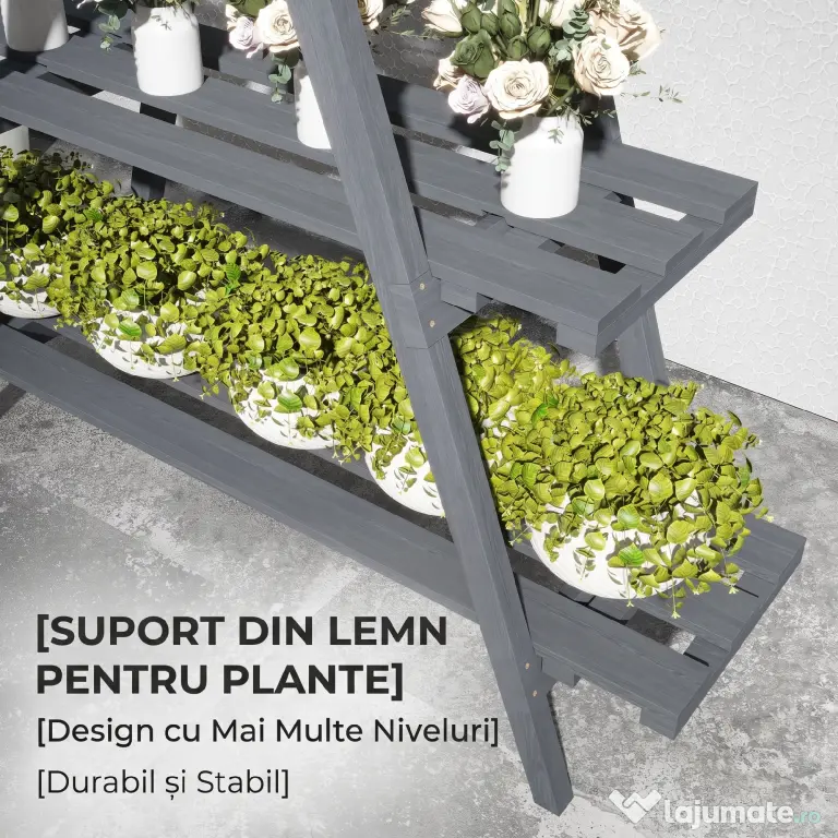 Suport de plante din lemn Outsunny , suport pentru ghivece | Aosom Romania