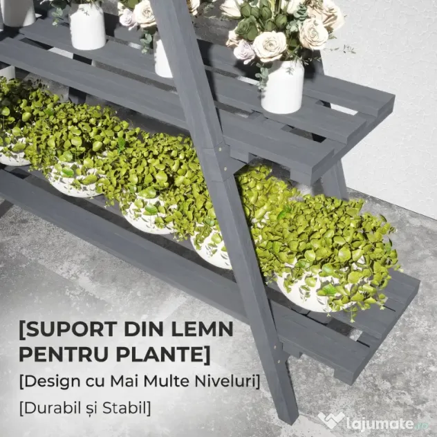 Suport de plante din lemn Outsunny , suport pentru ghivece | Aosom Romania