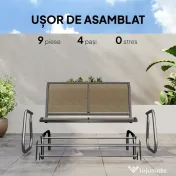 Outsunny Banca Tip Leagan 2 Locuri din Metal, Negru, 123x70x87 cm | Aosom Romania