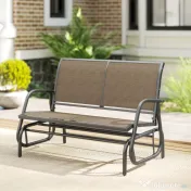 Outsunny Banca Tip Leagan 2 Locuri din Metal, Negru, 123x70x87 cm | Aosom Romania