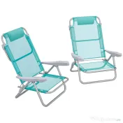 Outsunny Set 2 Scaune de Camping Pliabile cu Tetieră Căptușită și Spătar Reglabil în 6 Poziții, 62x65x80 cm, Albastru | Aosom Romania