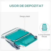 Outsunny Set 2 Scaune de Camping Pliabile cu Tetieră Căptușită și Spătar Reglabil în 6 Poziții, 62x65x80 cm, Albastru | Aosom Romania