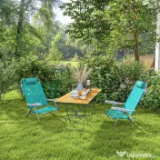 Outsunny Set 2 Scaune de Camping Pliabile cu Tetieră Căptușită și Spătar Reglabil în 6 Poziții, 62x65x80 cm, Albastru | Aosom Romania