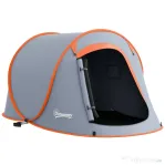 Outsunny Cort de Camping Pop-Up Impermeabil cu Accesorii și Geantă de Transport, 245x148x105 cm, Gri