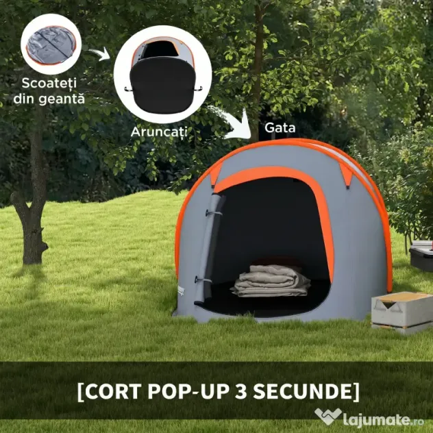 Outsunny Cort de Camping Pop-Up Impermeabil cu Geantă de Transport Gri | Aosom Romania