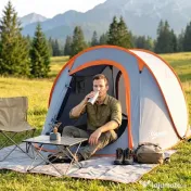 Outsunny Cort de Camping Pop-Up Impermeabil cu Geantă de Transport Gri | Aosom Romania 