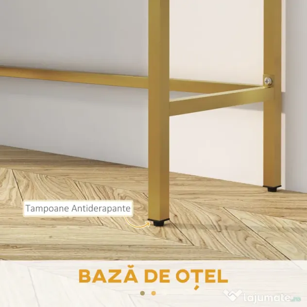 HOMCOM Masă Consolă cu 2 Sertare, Masă Modernă de Intrare cu Bază din Oțel în Ton Auriu, 80x31.5x75 cm, Alb | Aosom Romania
