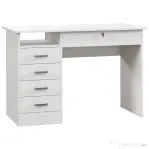 HOMCOM Birou modern cu 5 sertare și compartiment deschis cu încuietoare și 2 chei, 110x50x76cm, alb