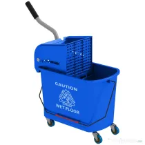 HOMCOM Cărucior Profesional pentru Curățenie cu Găleată pentru Mop de 20L, 60x27x70,5 cm, Albastru