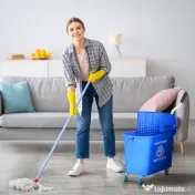HOMCOM Cărucior Profesional pentru Curățenie cu Găleată pentru Mop de 20L, 60x27x70,5 cm, Albastru 