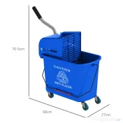 HOMCOM Cărucior Profesional pentru Curățenie cu Găleată pentru Mop de 20L, 60x27x70,5 cm, Albastru 