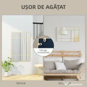 Homcom Oglinda Perete – Dreptunghiulara cu Cadru Metalic Stil Fereastra | Aosom Romania