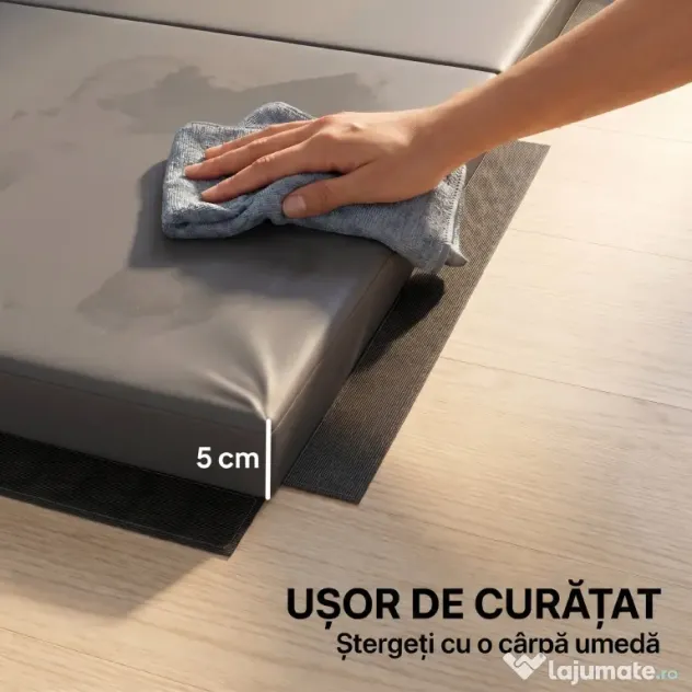HOMCOM Covoraș de Gimnastică Pliabil și Antiderapant 180x80x5 cm Gri | Aosom Romania
