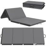 HOMCOM Saltea de Gimnastică Pliabilă, Saltea Fitness Groasă de 5 cm și Antiderapantă, 180x80x5 cm, Gri