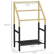Homcom Suport Prosoape Podea – Negru, cu 3 Bare & Raft Inferior