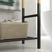 Homcom Suport Prosoape Podea – Negru, cu 3 Bare & Raft Inferior