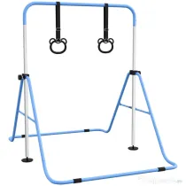 HOMCOM Bară de Gimnastică Ajustabilă, Pliabilă, pentru Copii 3+ Ani, cu Covorașe Antiderapante, Roz | Aosom Romania