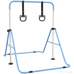 HOMCOM Bară de Gimnastică Ajustabilă, Pliabilă, pentru Copii 3+ Ani, cu Covorașe Antiderapante, Roz
