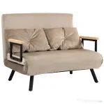 HOMCOM Canapea Pat de 2 Locuri cu Spătar Reglabil pe 5 Nivele și 2 Perne din Material Țesut Căptușit, 102x73x81 cm, Maro | Aosom Romania